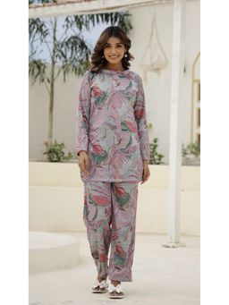 Gahan - Women Printed Winter Wear Co-Ord Set - Purple