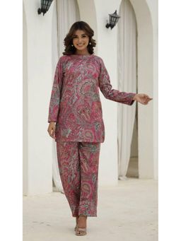 Gahan - Women Printed Winter Wear Co-Ord Set - Pink
