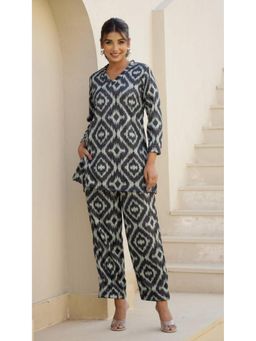 Gahan - Women Printed Winter Wear Co-Ord Set - Navy Blue