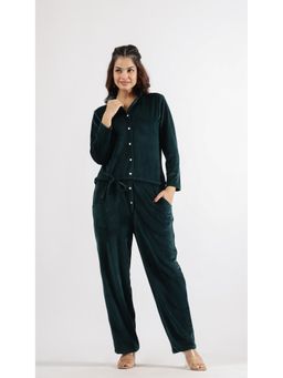 Gahan - Women Solid Winter Wear Jumpsuit with Belt - Green