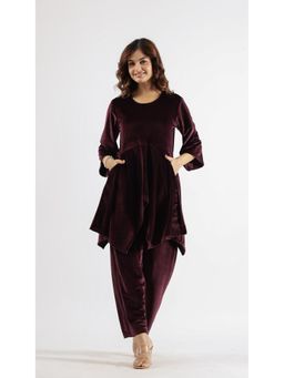 Gahan - Women Solid Winter Wear Co-Ord Set - Wine