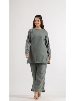 Gahan - Women Solid Winter Wear Co-Ord Set - Grey