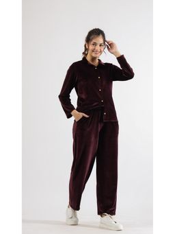 Gahan - Women Solid Winter Wear Co-Ord Set - Wine