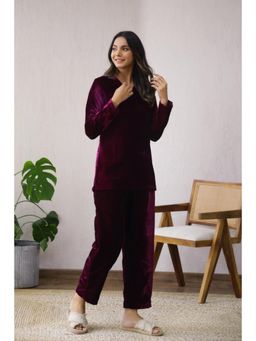 Gahan - Women Solid Winter Wear Co-Ord Set - Wine