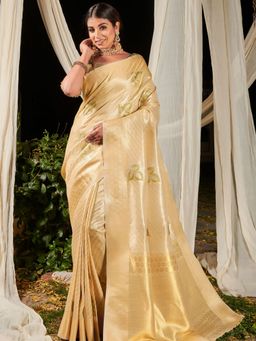 Odette - Yellow Premium Linen Silk Leheriya Saree with Unstitched Blouse
