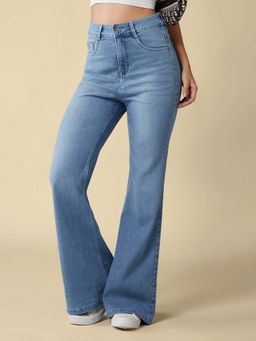 DOLCE CRUDO - Women's Light Blue High Rise Clean Look Stretchable Denim Jeans