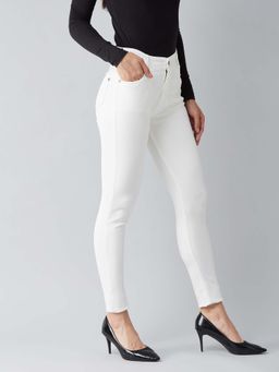 DOLCE CRUDO - Womens White Skinny High Rise Regular Stretchable Jeans