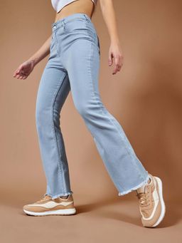 DOLCE CRUDO - Womens Light Blue Boot Cut High Rise Stretchable Jeans