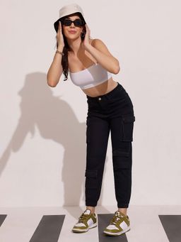 DOLCE CRUDO - Women Black High Rise Stretchable Denim Jeans