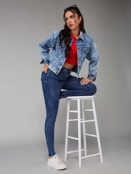 DOLCE CRUDO - Women Blue Skinny-Fit High-Rise Stretchable Denim Jeans