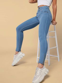 DOLCE CRUDO - Women Blue Skinny High Rise Clean Look Regular Length Denim Jeans