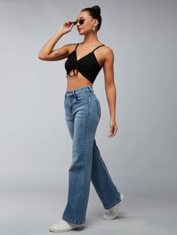 DOLCE CRUDO - Women's Blue Wide-Leg Denim Jeans