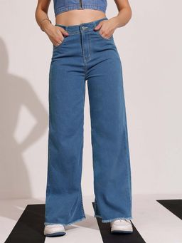 DOLCE CRUDO - Women's Relaxed Blue Wide-Leg Denim Jeans