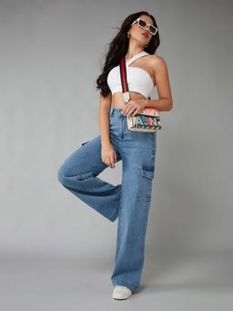 DOLCE CRUDO - Women's Relaxed Blue Denim Jeans