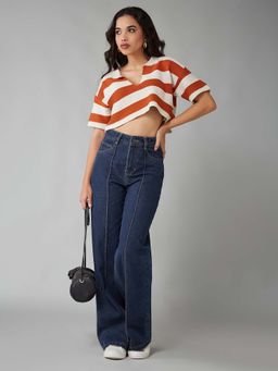 DOLCE CRUDO - Women's Relaxed Navy Blue Jeans