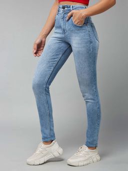 DOLCE CRUDO - Women's Slim Fit High Rise Blue Denim Jeans