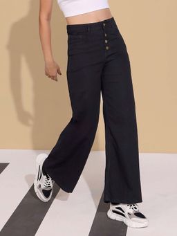 DOLCE CRUDO - Women's Black Wide Leg Denim Jeans