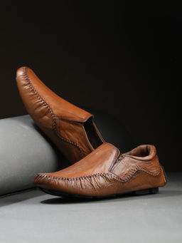 Hitz - Mens Tan Leather Casual Loafers