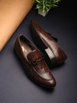 Hitz - Mens Tan Leather Party Wear Slip On Loafers