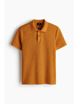 H&M - Men Yellow Slim Fit Jacquard-Knit Polo T-Shirt