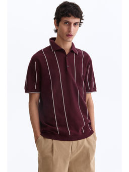 H&M - Men Red Regular Fit Knitted Polo T-Shirt