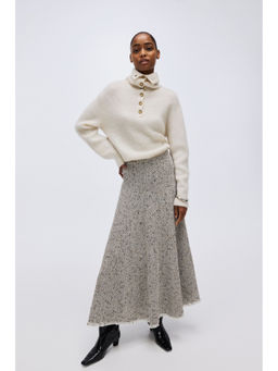 H&M - Women White Herringbone-Weave Skirt