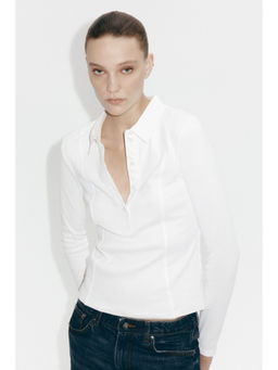 H&M - Women White Fitted Polo T-Shirt