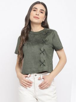 Latin Quarters - Women Green Half Sleeve Top