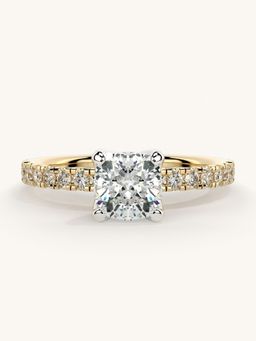 Valanova - Sterling Silver Plated with Yellow Gold and Certified Lab Grown Diamond 1.06Cts Ring