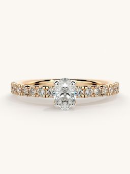 Valanova - Sterling Silver Plated with Rose Gold and Certified Lab Grown Diamond 0.56Cts Ring