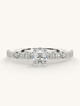 Valanova - Sterling Silver Plated with White Gold and Certified Lab Grown Diamond 0.56Cts Ring