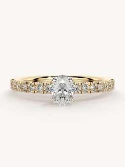 Valanova - Sterling Silver Plated with Yellow Gold and Certified Lab Grown Diamond 0.56Cts Ring