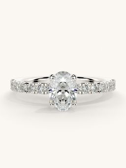 Valanova - Sterling Silver Plated with White Gold and Certified Lab Grown Diamond 0.81Cts Ring