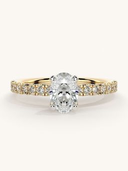 Valanova - Sterling Silver Plated with Yellow Gold and Certified Lab Grown Diamond 0.81Cts Ring