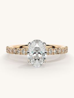 Valanova - Sterling Silver Plated with Rose Gold and Certified Lab Grown Diamond 1.06Cts Ring