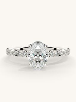 Valanova - Sterling Silver Plated with White Gold and Certified Lab Grown Diamond 1.06Cts Ring