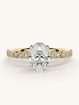 Valanova - Sterling Silver Plated with Yellow Gold and Certified Lab Grown Diamond 1.06Cts Ring