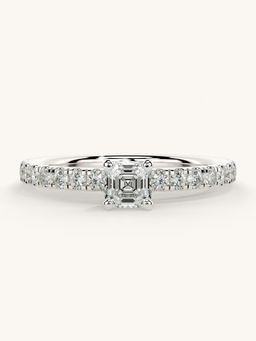 Valanova - Sterling Silver Plated with White Gold and Certified Lab Grown Diamond 0.56Cts Ring