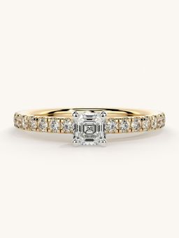 Valanova - Sterling Silver Plated with Yellow Gold and Certified Lab Grown Diamond 0.56Cts Ring