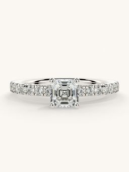 Valanova - Sterling Silver Plated with White Gold and Certified Lab Grown Diamond 0.81Cts Ring