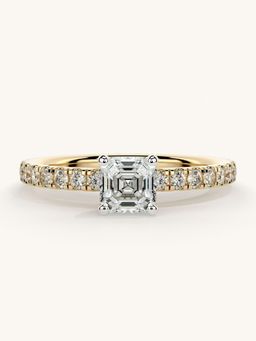Valanova - Sterling Silver Plated with Yellow Gold and Certified Lab Grown Diamond 0.81Cts Ring