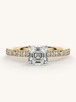 Valanova - Sterling Silver Plated with Yellow Gold and Certified Lab Grown Diamond 1.06Cts Ring
