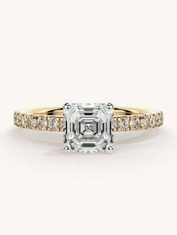 Valanova - Sterling Silver Plated with Yellow Gold and Certified Lab Grown Diamond 1.31Cts Ring