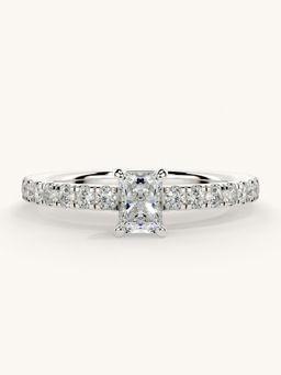 Valanova - Sterling Silver Plated with White Gold and Certified Lab Grown Diamond 0.56Cts Ring
