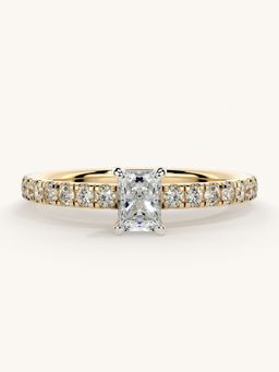 Valanova - Sterling Silver Plated with Yellow Gold and Certified Lab Grown Diamond 0.56Cts Ring