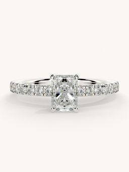 Valanova - Sterling Silver Plated with White Gold and Certified Lab Grown Diamond 0.81Cts Ring