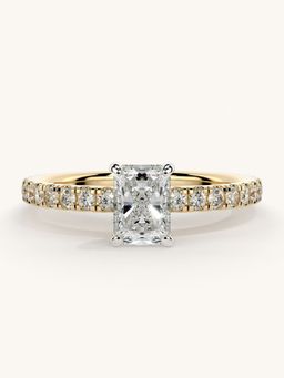 Valanova - Sterling Silver Plated with Yellow Gold and Certified Lab Grown Diamond 0.81Cts Ring