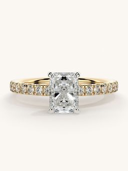 Valanova - Sterling Silver Plated with Yellow Gold and Certified Lab Grown Diamond 1.06Cts Ring