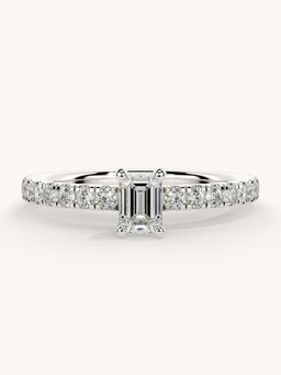 Valanova - Sterling Silver Plated with White Gold and Certified Lab Grown Diamond 0.56Cts Ring