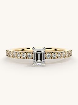 Valanova - Sterling Silver Plated with Yellow Gold and Certified Lab Grown Diamond 0.56Cts Ring